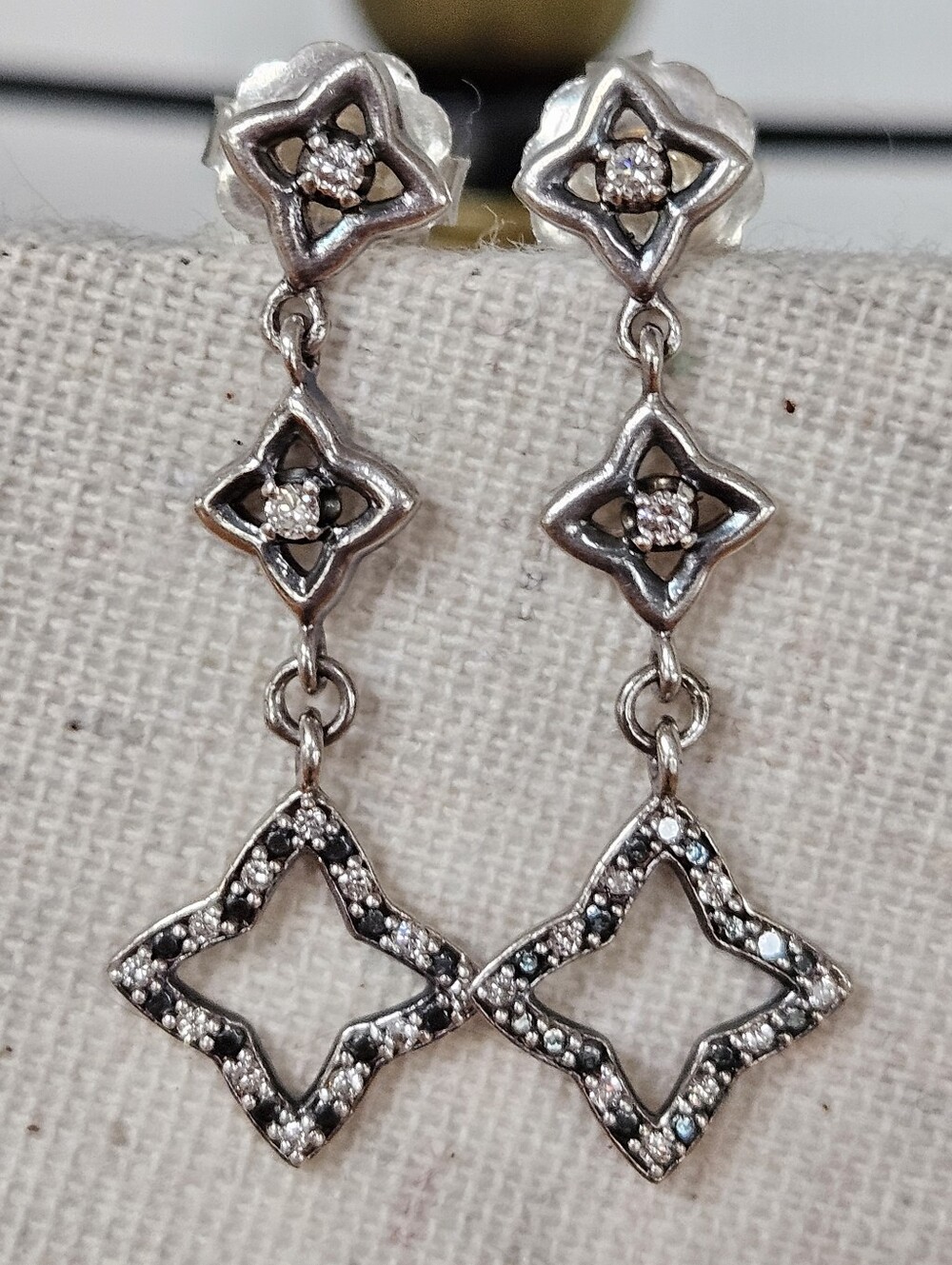 David Yurman Midnight Mélange Quatrefoil Collection Diamond 925 Earrings
